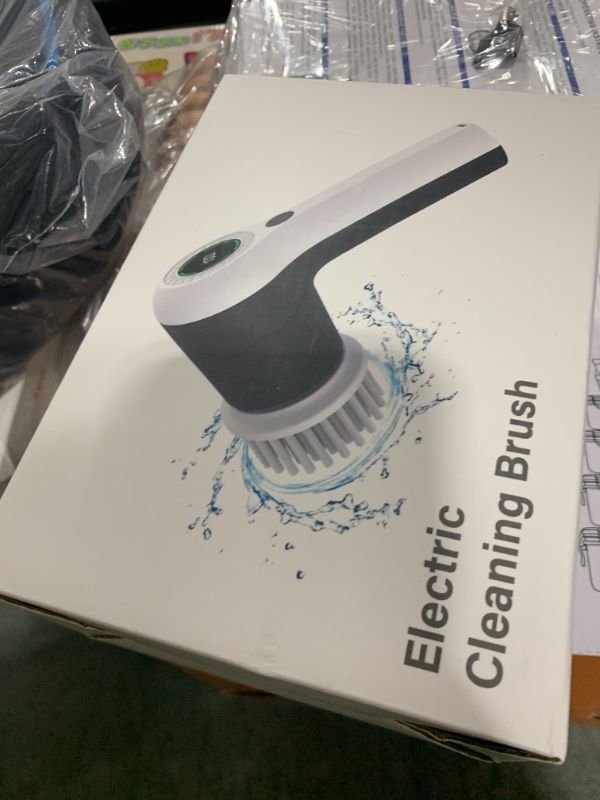 Photo 1 of PUFTEM Electric Spin Scrubber, Cordless Shower Scrubber with Battery Level Display, 2 Speeds Electric Scrubber for Cleaning with 6 Replaceable Heads, Cleaning Brush for Bathroom/Sink/Window