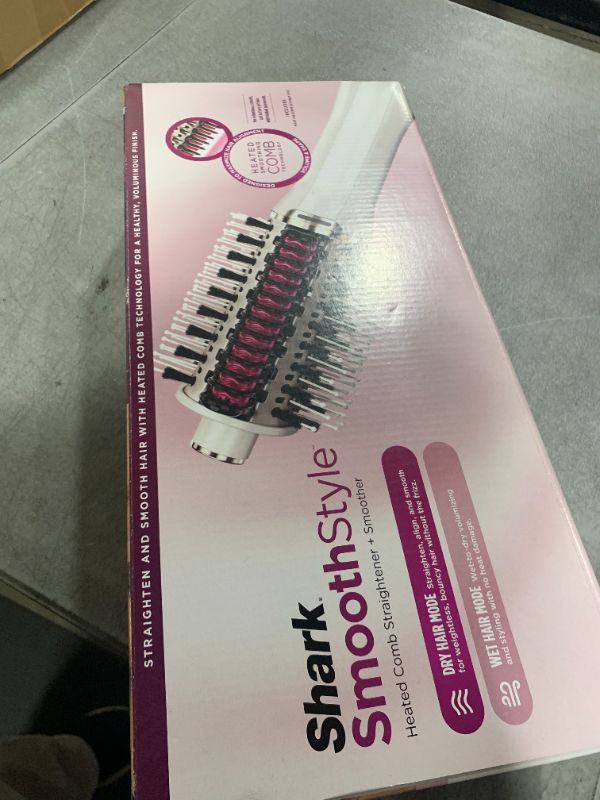 Photo 1 of Shark HT212 SmoothStyle Heated Comb + Blow Dryer Brush with Heat Resistant Storage Bag, Dual Mode, for All Hair Types, Silk