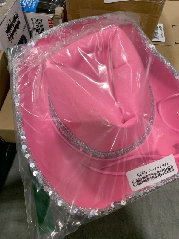 Photo 1 of quescu Bridal Cowboy Hat and Veil Bachelorette Party,Pink Cowgirl Hat Wedding Bridal Shower Decoration (Style 3)
