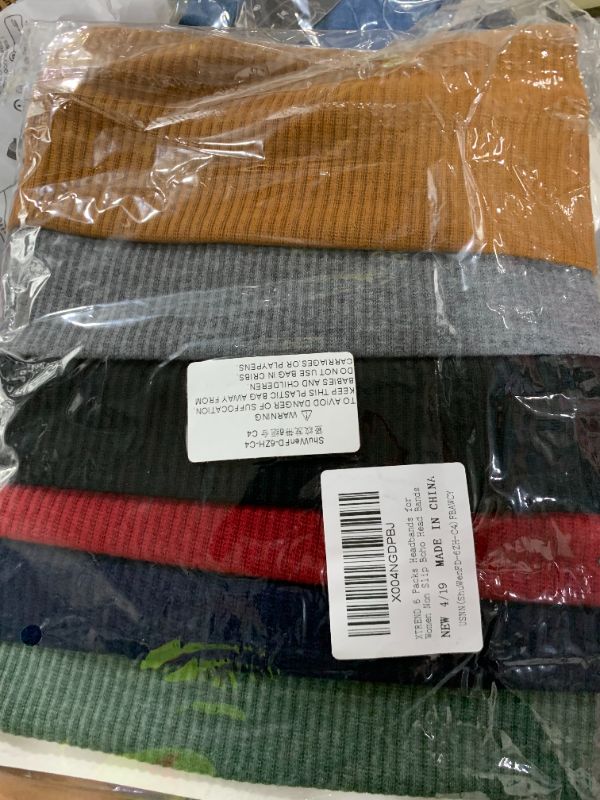 Photo 1 of 6 Packs Boho Wide Headbands for Women Non Slip Knitted Fashion Headband Thick Hairbands Workout Outdoor Yoga Sports Hair Accessories (Black, Caramel, Dark Gray, Red, Navy Blue, Dark Green)