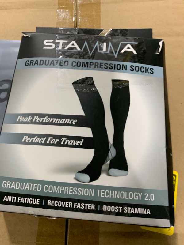 Photo 1 of Physix Gear Compression Socks for Men & Women 20-30 mmhg, Best Graduated Athletic Fit for Running Nurses Shin Splints Flight Travel & Maternity Pregnancy -Boost Stamina Circulation & Recovery GRY LXL