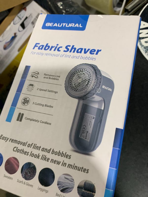 Photo 1 of BEAUTURAL Fabric Shaver and Lint Remover, Sweater Defuzzer with 2-Speeds, 2 Replaceable Stainless Steel Blades, Battery Operated, Remove Clothes Fuzz, Lint Balls, Pills, Bobbles Gray