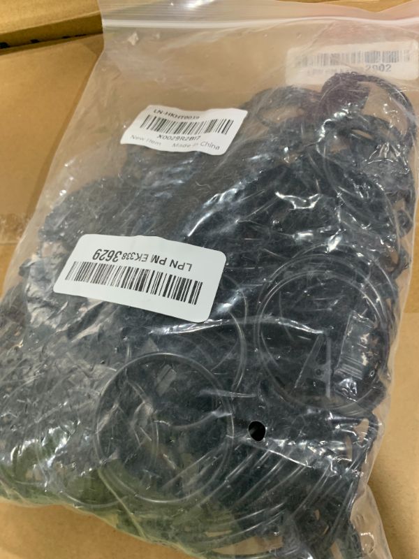Photo 1 of 100Pack Curtain Rings with Clips Hooks, Black Metal Stainless Steel Drapery Rings, 1.5in Interior Diameter Curtain Hangers Clips, Fits Diameter 1.2 in Rod, Vintage Black