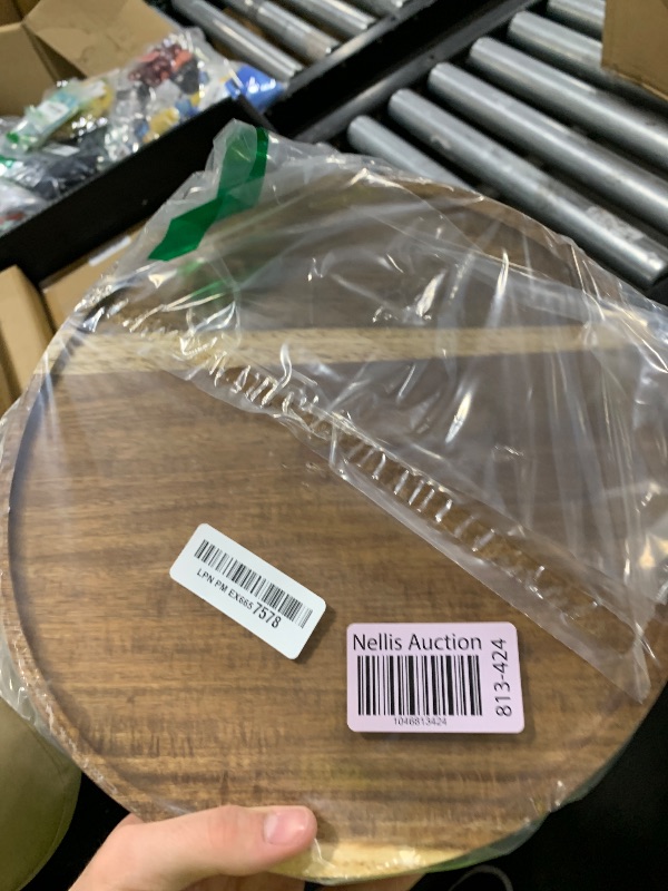Photo 1 of 11.5 Inches Candle Holder Tray Home Decor, Round Wood Tray for Coffee Table, Small Wooden Serving Decorative Trays for Home