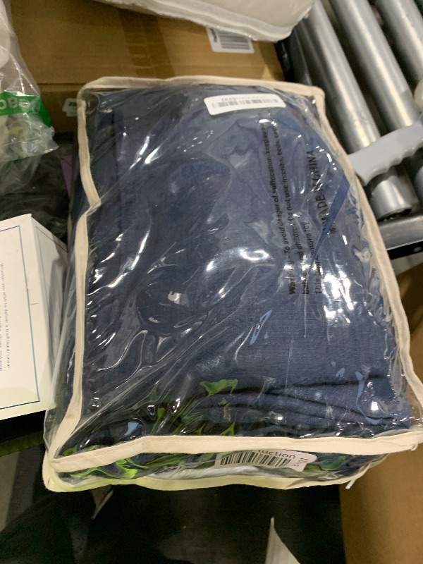 Photo 1 of DAPU 100% Linen Duvet Cover Set - Pure Natural French Flax Linen with Corner Ties and Zipper Closure Soft Breathable Durable for Hot Sleepers 1 Duvet Cover 2 Pillowcases (Navy Blue, King)
