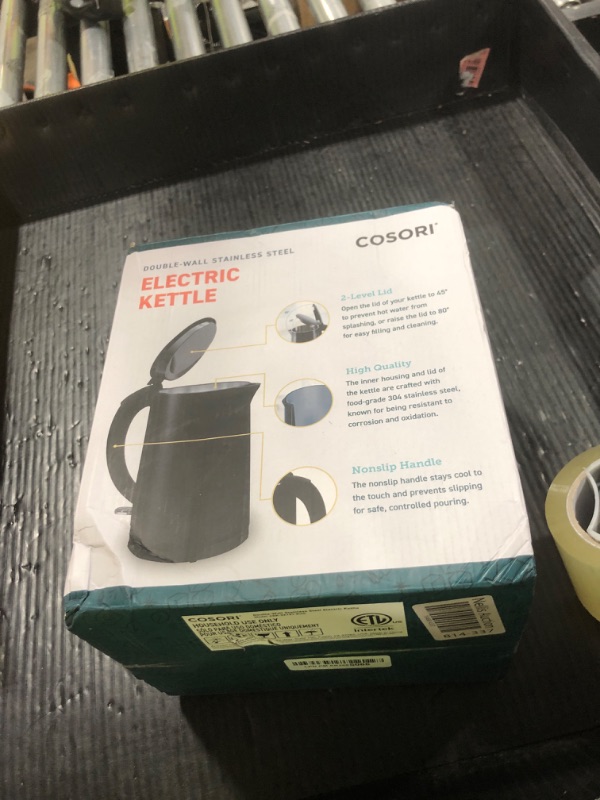 Photo 1 of COSORI Electric Kettle, Cool-Touch Double Wall Stainless Steel Insulated, Automatic Shut Off & Boil-Dry Protection, Durable Tea Kettle Boiler & Heater, 1.5L/1500W, Black