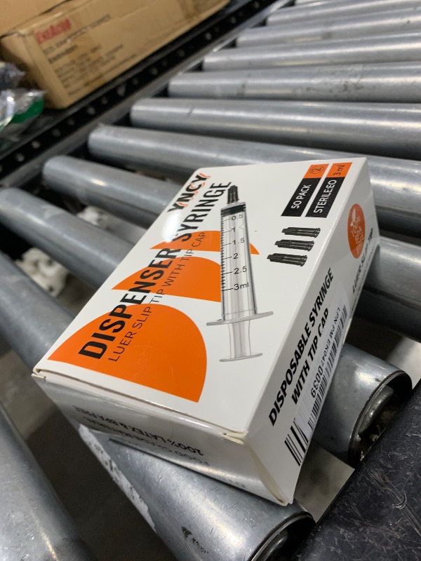 Photo 1 of 3ml Syringes with Cap, Luer Slip Tip, Whole Pack Bulk Sterile Sealed, No Needle, 50 Pack