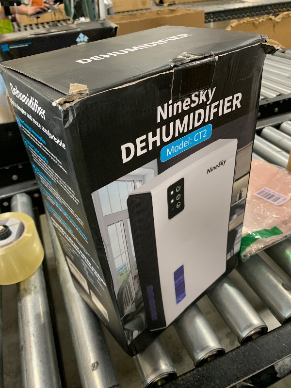 Photo 1 of NineSky Dehumidifier for Home, 95 OZ Water Tank, (1000 sq.ft) Dehumidifiers for Bathroom Bedroom Basement with Auto Shut Off,7 Colors LED Light (White)