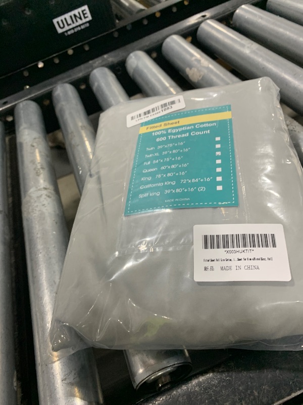 Photo 1 of 100% Egyptian Cotton Fitted Sheet Full Size Only, 600 Thread Count, 8"-16" Deep Pocket Sateen Weave Bottom Sheet, Soft Breathable Comfy & Hotel Quality (Full, Gray)