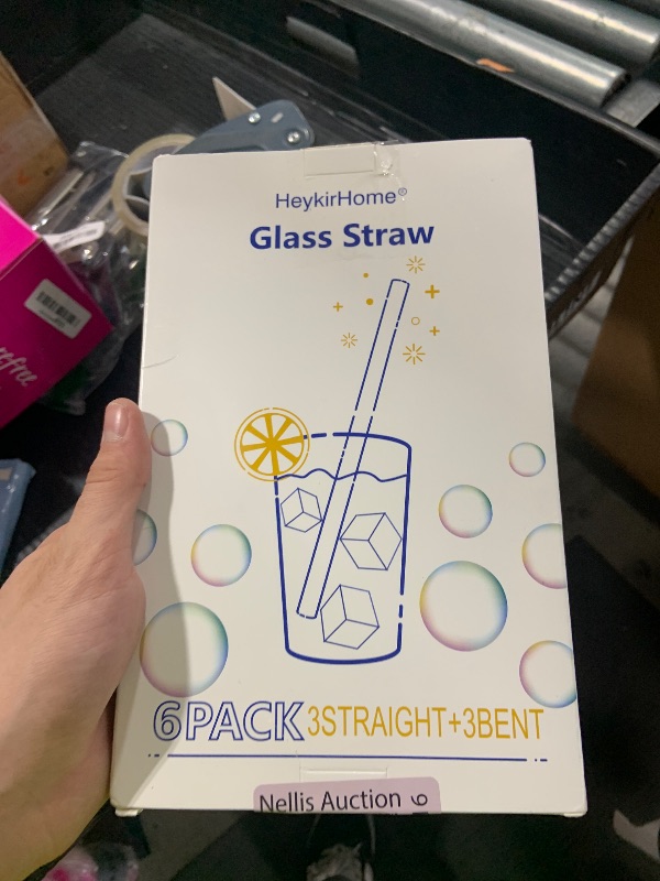 Photo 1 of HeykirHome 6-Pack Reusable Glass Straw-Transparent,Size 8''x10 MM,Including 3 Straight and 3 Bent with 2 Cleaning Brush- Perfect For Smoothies, Tea, Juice-Clear