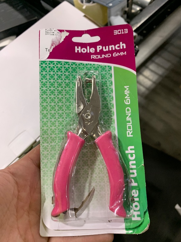 Photo 1 of Single Hole Punch 1/4” Paper Hole Puncher for Crafts, One Hole Punch with Pink Soft Grip Handle, Small Hole Punchs or Kids and Adults, Handheld Circle Punch for Paper Crafts in Home, Office,Classroom