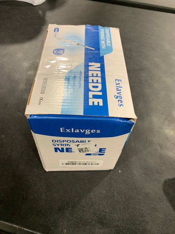 Photo 1 of 100 Pack Disposable 3ml/cc Lab Syringes with 23Ga 1 Inch Needle Luer Lock, Individually Sealed Packed