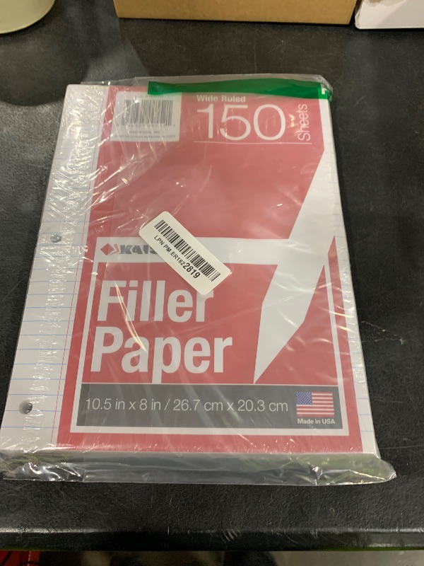 Photo 1 of KAISA Filler Paper Loose Leaf Paper, Wide Ruled Paper, 8"x10-1/2", 3-Hole Punched Binder Paper For 3-Ring Binders,150 Sheets/pack 3Pack, F15001W