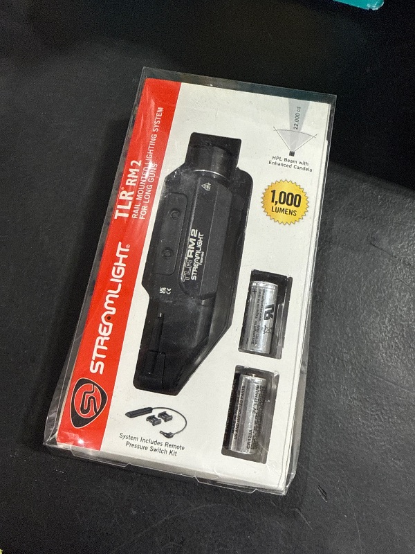 Photo 1 of Streamlight 69450 TLR RM 2 Compact, Portable Rail-Mounted LED Tactical Lighting System with Tail Loc, Remote Switch, and 2 Lithium Batteries, Black