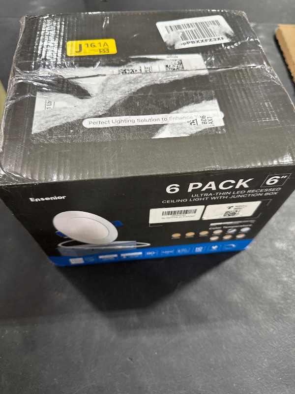 Photo 1 of Ensenior 6 Pack 6 Inch LED Recessed Light, Dimmable, 5000K Daylight, 1050LM High Brightness, 12W 120V, Damp Rated, Ultra-Thin Canless Wafer Ceiling Light - ETL & FCC & IC