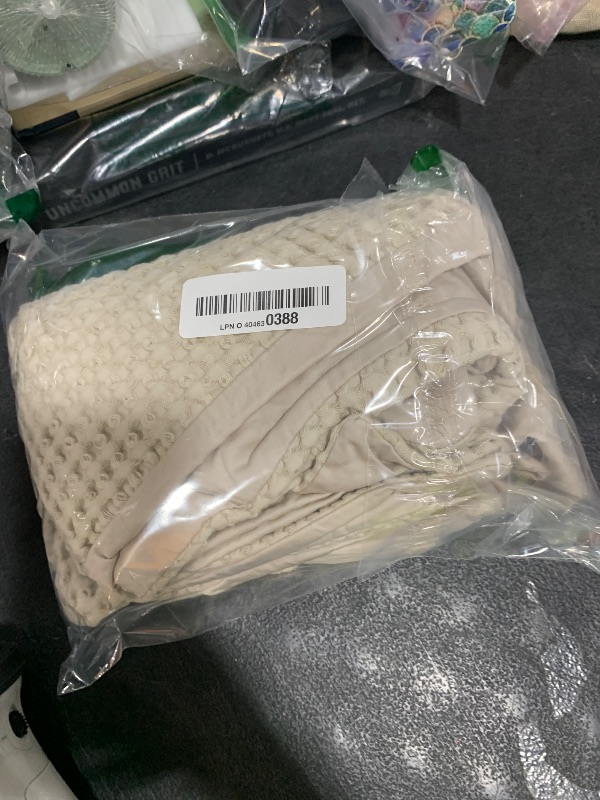 Photo 1 of 100% Egyptian Cotton 600 TC Waffle Weave Throw Pillow Covers 2 Pack, Ultra Soft Breathable Euro Pillow Shams Covers, Decorative Cushion Covers for Bed Couch Sofa Car, No Insert, Beige, 24" x 24"