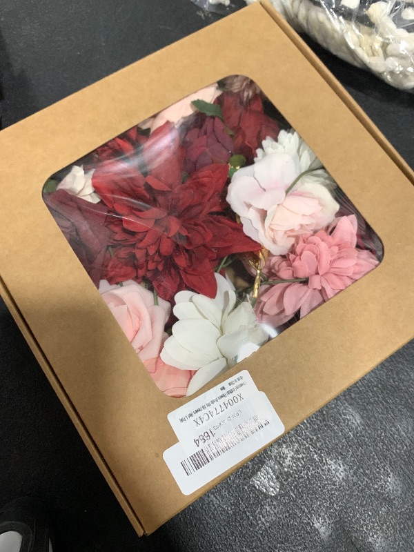 Photo 1 of Floweroyal Artificial Flowers Combo Red Flowers Mix Silk Flowers Dahlia Roses with Stems for DIY Wedding Bridal Bouquets, Baby Shower, Floral Arrangement, Table Centerpieces, Home Decorations.