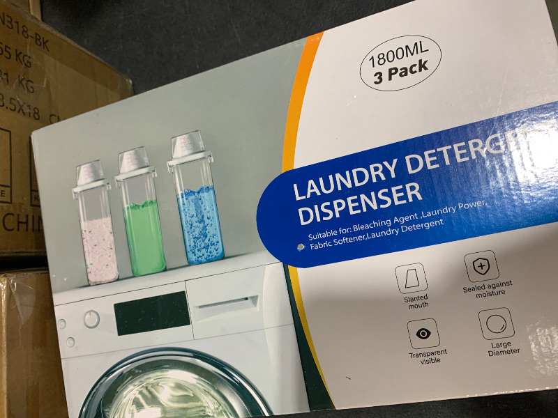 Photo 1 of [3 Pack] Liquid Laundry Detergent Dispenser for Laundry Room Organization and Storage, 61oz Large Capacity Laundry Soap Containers with 12 Removable Labels, BPA Free & PET Plastic Clear