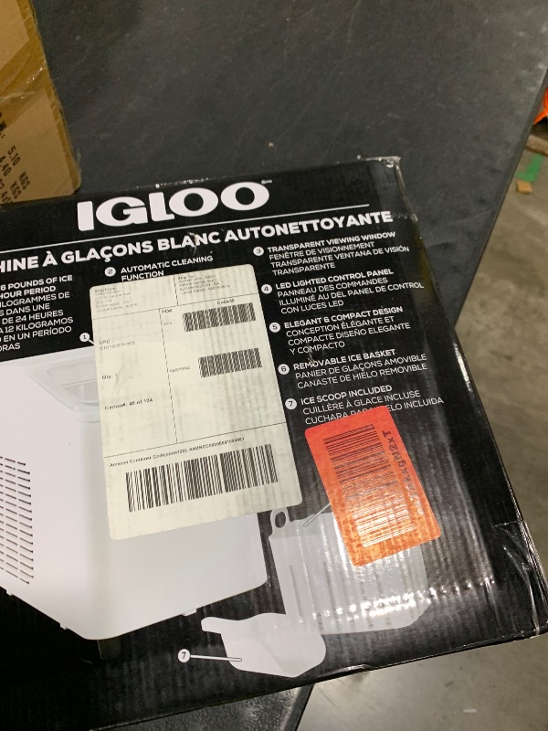 Photo 1 of Igloo Self-Cleaning Countertop Ice Maker - Compact and Portable - Creates 26 lbs. Per Day, 8 Pieces Ready Every 7-8 Minutes - Includes Ice Scoop and Basket - White