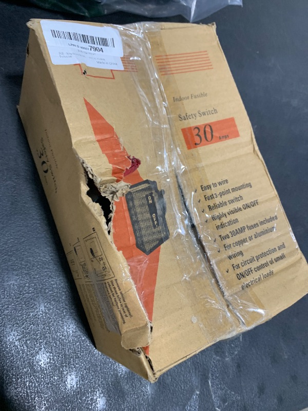 Photo 1 of 30 Amp Fusible Safety Switch, 3-Pole AC Disconnect Box, Indoor Heavy Duty Safety Switches, Durable Galvanized Steel, Reserved Knout-Outs Design, Anti-Corrosion, Rust-Proof, with Locking Mechanism