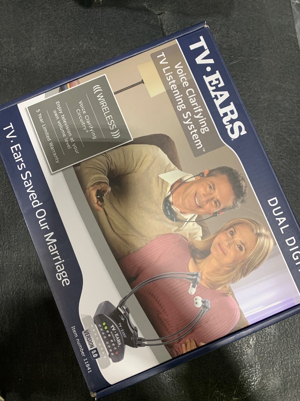 Photo 1 of TV · EARS 5.0 Dual Digital Wireless Headset System for Watching, Includes 2 Headsets & RF Transmitter Compatible with Most TV Brands, Ideal for Seniors & with Hearing Difficulties