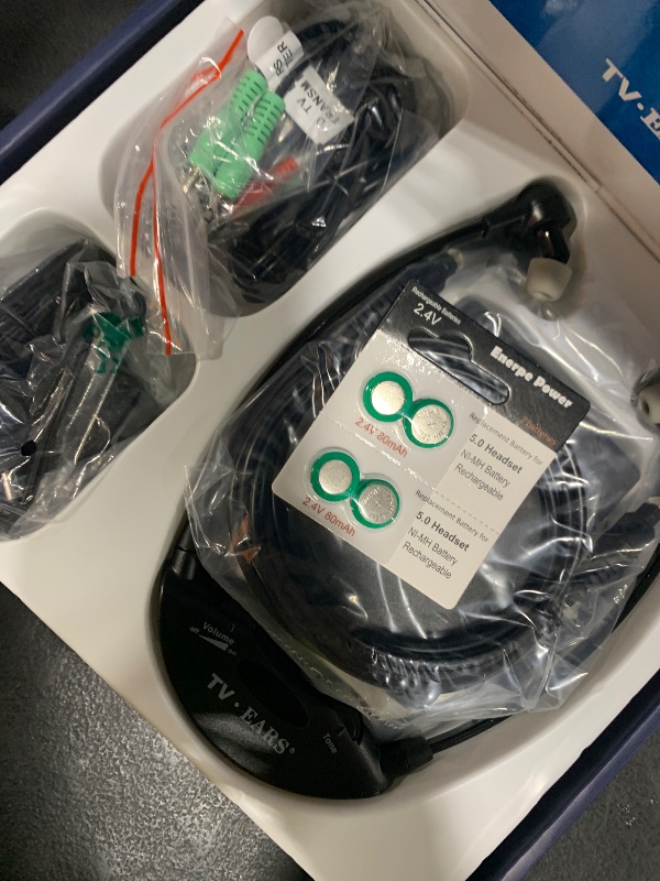 Photo 1 of TV · EARS 5.0 Dual Digital Wireless Headset System for Watching, Includes 2 Headsets & RF Transmitter Compatible with Most TV Brands, Ideal for Seniors & with Hearing Difficulties