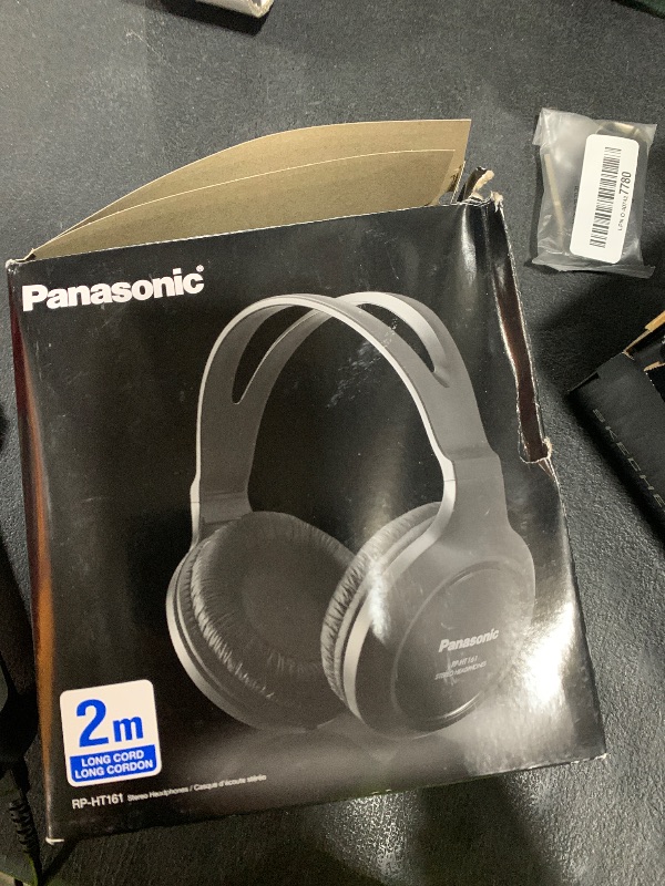 Photo 1 of Panasonic Headphones, Lightweight Over the Ear Wired Headphones with Clear Sound and XBS for Extra Bass, Long Cord, 3.5mm Jack for Phones and Laptops – RP-HT161-K (Black)