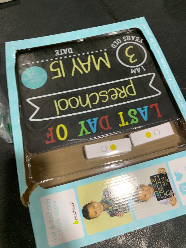 Photo 1 of Pearhead First and Last Day Chalkboard Signs, Reusable And Erasable Chalkboard, Ideal Photo Memory Prop for School Milestones, Includes 2 Chalk Signs With White and Yellow Chalk