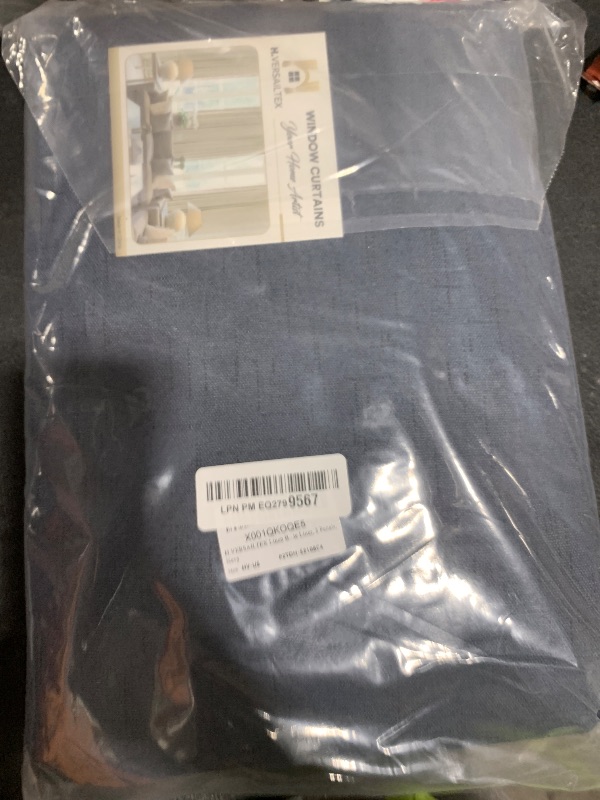 Photo 1 of H.VERSAILTEX Linen Blackout Curtains 108 Inches Long 100% Absolutely Blackout Thermal Insulated Textured Linen Look Curtain Draperies Anti-Rust Grommet, Energy Saving with White Liner, 2 Panels, Navy