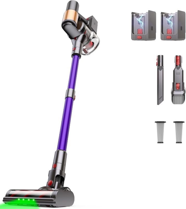 Photo 1 of Cordless Vacuum Cleaner, 2 Batteries 120 Mins Runtime 45Kpa 550W, Stick Vacuum with Anti-Tangle Design, Self-Standing, Vacuum Cleaners for Home, Hardwood Floor, Carpet, Pet Hair