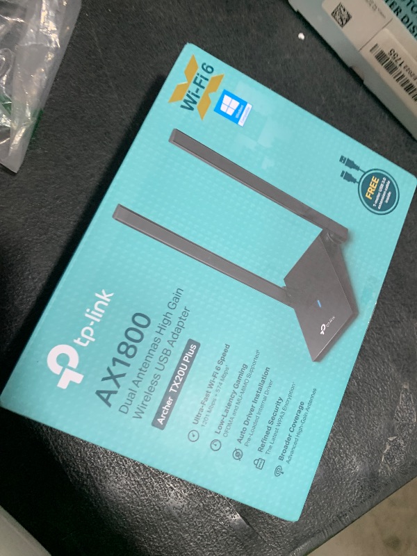 Photo 1 of TP-Link WiFi 6 USB Adapter for Desktop PC - (Archer TX20U Plus) AX1800 Wireless Network Adapter with 2.4GHz, 5GHz, High Gain Dual Band 5dBi Antenna, WPA3, Supports Windows 11/10