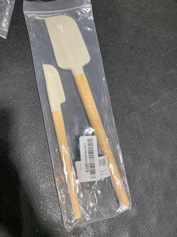 Photo 1 of Silicone Spatula Set, Food Grade Rubber Spatula-4 Piece Nonstick Rubber Spatulas, Spoonula, Jar Scraper for Cooking, Baking, Mixing, Frosting - Heat Resistant Up to 600°F (Spatulas-Off White)
