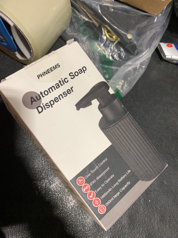 Photo 1 of Automatic Soap Dispenser Foaming Touchless: 9oz Black Plastic - Rechargeable Electric Smart Auto Foam Soap Dispenser - Hand Dish Bathroom Kitchen