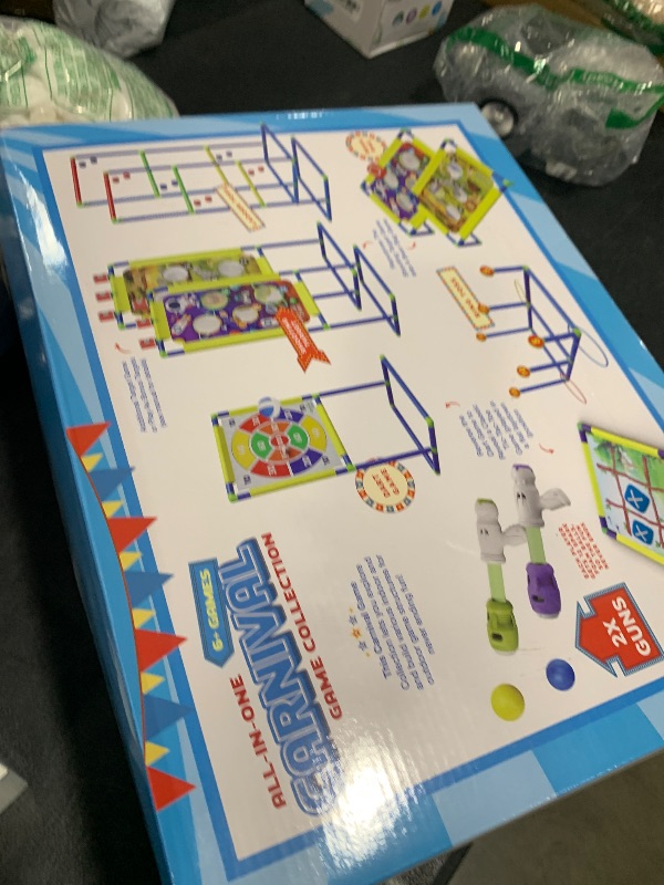 Photo 1 of Carnival Games for Kids - Yard Games Include: Ring Toss, Beanbag, Ball Shooting Target Game, Ladder Toss, Darts Board, Tic Tac Toe, Birthday Party Activities, Portable Backyard Outdoor Games for Kids