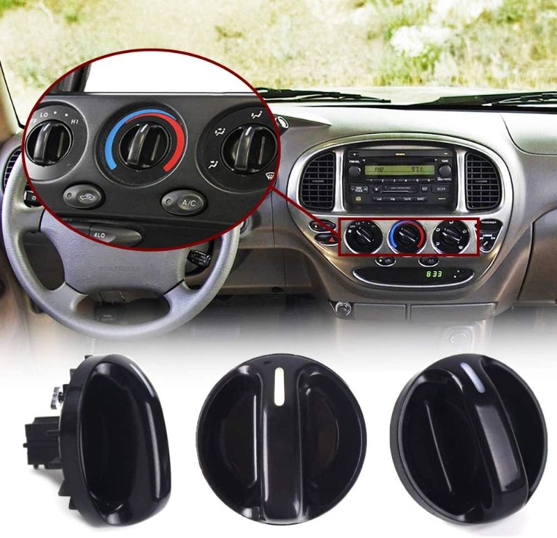 Photo 1 of Xislet 3Pcs Tundra AC Knobs Replacement Compatible with 2000 2001 2002 2003 2004 2005 2006 Toyota Tundra A/C Air Conditioner Heater Blower Fan Control Knob 55905-0C010, 559050C010