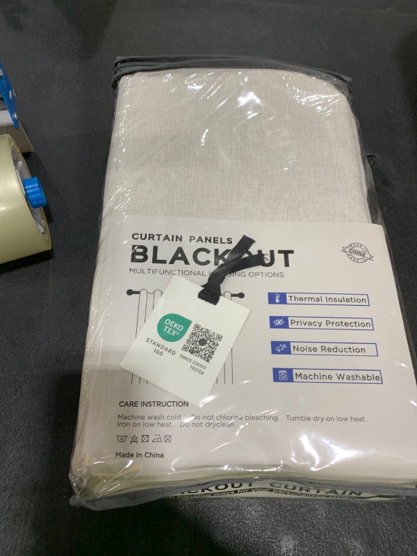 Photo 1 of 100% Blackout Shield Linen Blackout Curtains for Bedroom 96 Inches Long, Back Tab/Rod Pocket Living Room Drapes, Thermal Insulated Blackout Curtains 2 Panels Set, 50" W x 96" L, Beige