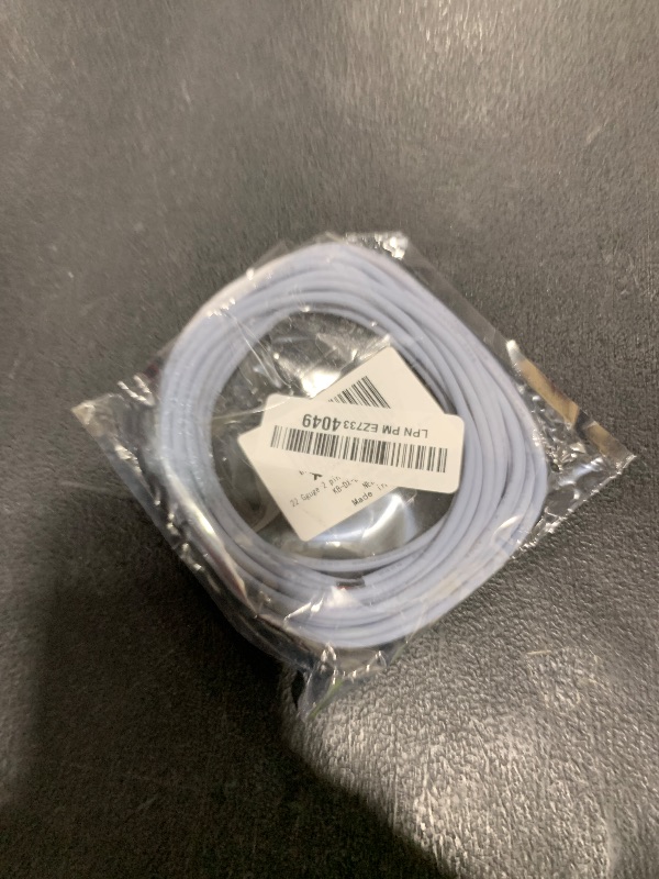 Photo 1 of 22 Gauge 2 Conductor Electrical Wire, 16.4FT Low Voltage 22/2 Tinned Copper Stranded 2 Wire Cable, 22 AWG White Flexible Extension Power Cord for Automotive, LED Lamp, Outdoor Landscape Lighting Etc