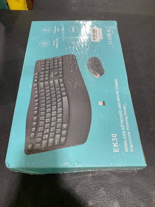 Photo 1 of Wireless Keyboard and Mouse Combo,2.4G Full Size Wave Keys Ergonomic Keyboard with Wrist Rest for Natural Typing, 3 DPI Adjustable Ergonomic Silent Mouse for Computer/Laptop/Windows/Mac (Black)