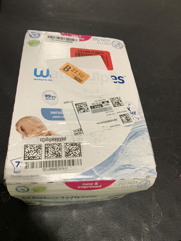 Photo 1 of WaterWipes Sensitive+ Newborn & Baby Wipes, 3-In-1 Cleans, Cares, Protects, 99.9% Water, Unscented & Hypoallergenic, 720 Count (12 Packs)