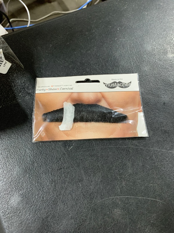 Photo 1 of Mustaches Self Adhesive Fake Mustache, Novelty, Policeman False Facial Hair, Costume Accessory for Adults, Black Lustrous Color