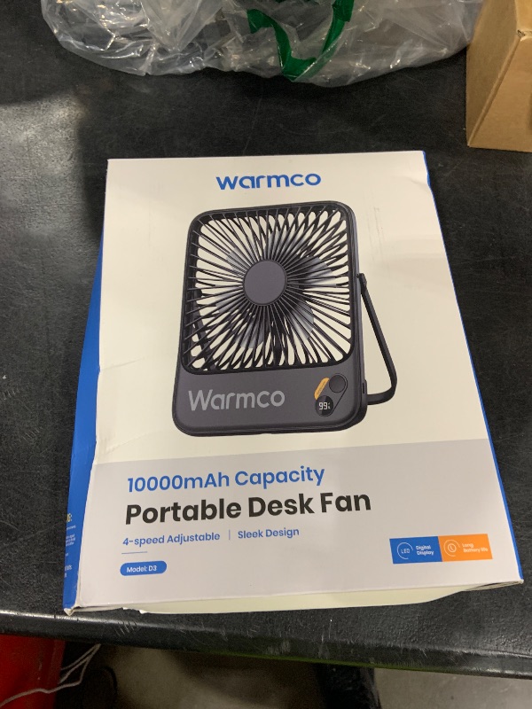 Photo 1 of Warmco 10000mAh Portable Travel Fan 7-inch, [10-24H Runtime] Ultra-thin Digital Display Small Desk Battery Operated Fan for Camping, Office, Bedroom, Cruise Essentials 2025