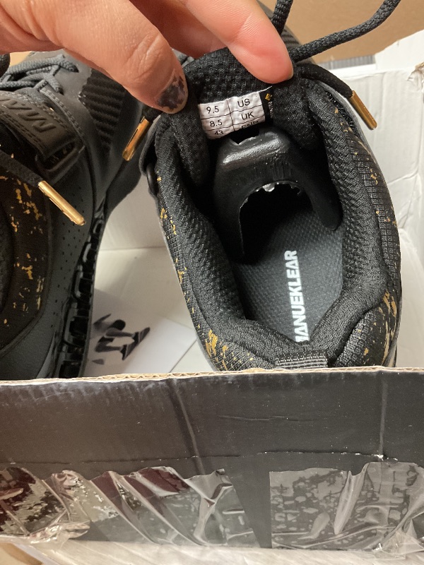 Photo 1 of MANUEKLEAR Strong Anti-Slip Deadlift Lifting Squat Shoes for Men, Professional Training Weightlifting Shoes for Men and Women with Rubber Non-Slip Sole Obsidian Black size 9.5 