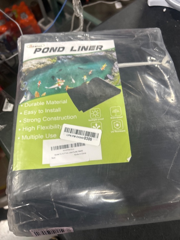 Photo 1 of Adroiteet 10 x 15 FT Pond Liner, 20 Mil Fish Pond HDPE Liner, Pond Liners for Outdoor Ponds, Koi Ponds, Garden Fountain, Waterfall