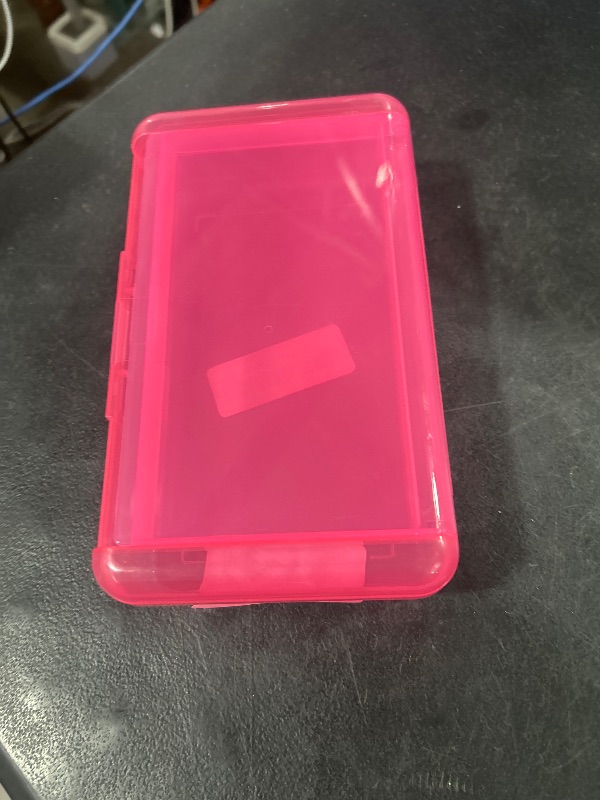 Photo 1 of 1 PCS Pencil Box,Double Layer Large Capacity Pencil Case,Hard Pencils Case with Snap-tight Lid, Clear Crayon Box for Office School Supplies Storage Boxes,Storage Organizer for Gel Pens Erasers-Pink