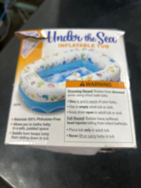 Photo 1 of Mommy's Helper | Inflatable Under The Sea Baby Bathtub, Collapsible Safe Baby Bath Tub with Anti-Sliding Saddle Horn Seat, Must Have Travel Toddler Bath, Portable Bathtub Recommended Months 6 to 24