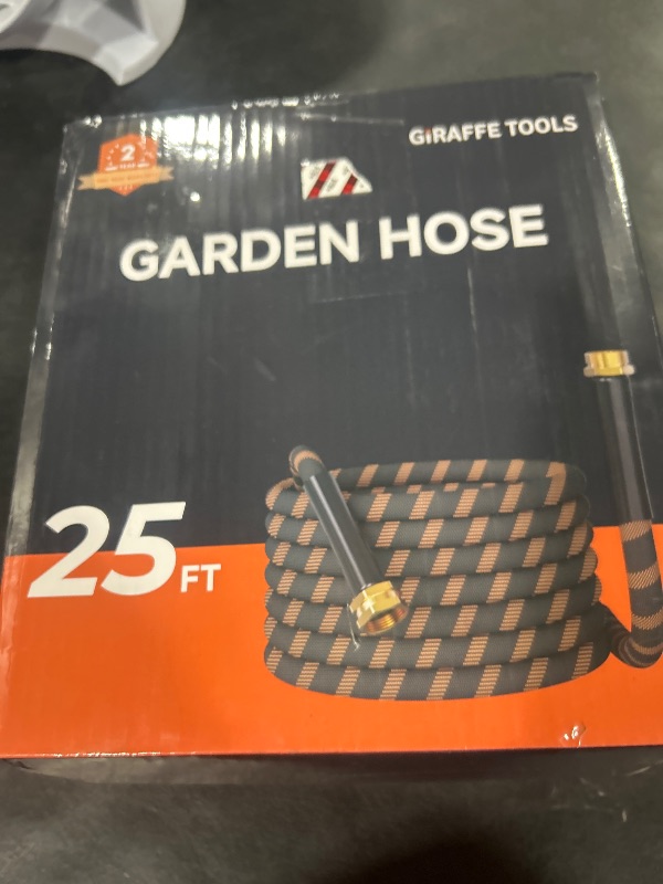 Photo 1 of Giraffe Tools Garden Hose 25FT 1/2” Non-Expandable Lightweight Flexible Water Hoses Burst 600 psi with 9 Spray Function Nozzle Heavy Duty Hose