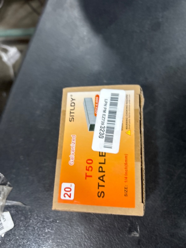Photo 1 of SITLDY Heavy Duty T50 1/4 Inch Length Staples 5000-Count, 3/8 Crown 20 Gauge Galvanized, for Pneumatic, Electric, Manual T50 Stapler Gun