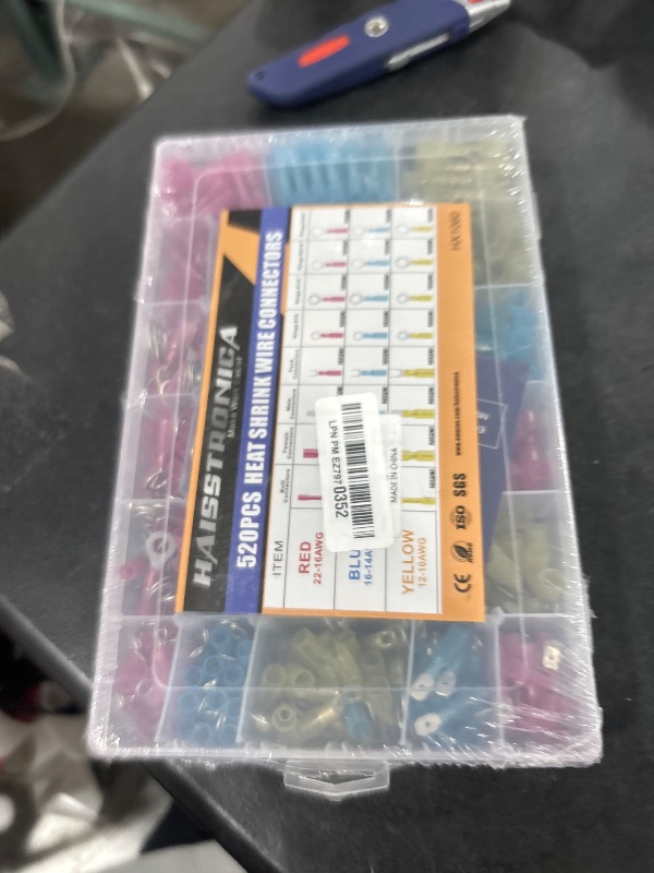 Photo 1 of haisstronica 520PCS Marine Grade Heat Shrink Wire Connectors-Electrical Connectors Kit of Tinned Red Copper,16-14 22-16 12-10 Gauge Crimp Insulated Ring Fork Spade Butt Splices(3Colors/24Size)