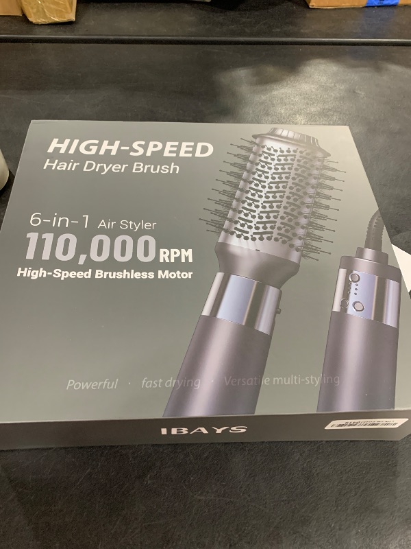 Photo 1 of IBAYS Hair Dryer Brush 6 in 1 Professional Hot Air Styler, 110,000 RPM High-Speed Negative Ionic Hair Dryer, Auto Wrap Curler Frizz-Free Blow Dryer Brush for Curling Volumizing Straightening Styling