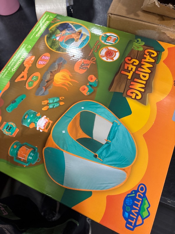 Photo 1 of FUN LITTLE TOYS Pop Up Play Tent with Camping Gear and Tools Set, Outdoor Toys for Kids
